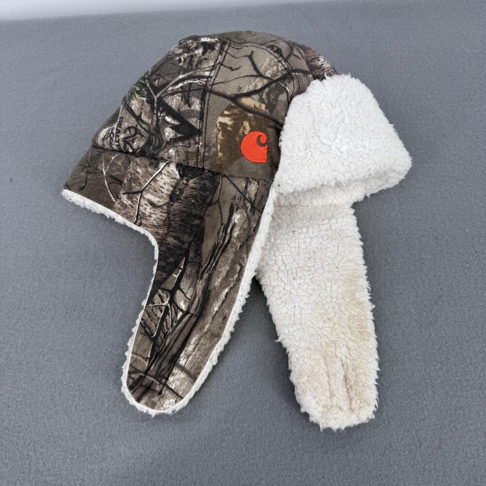 Carhartt Infant Toddler Trapper‎ Hat Camo Sherpa Lined Ear Flaps Winter Hunting